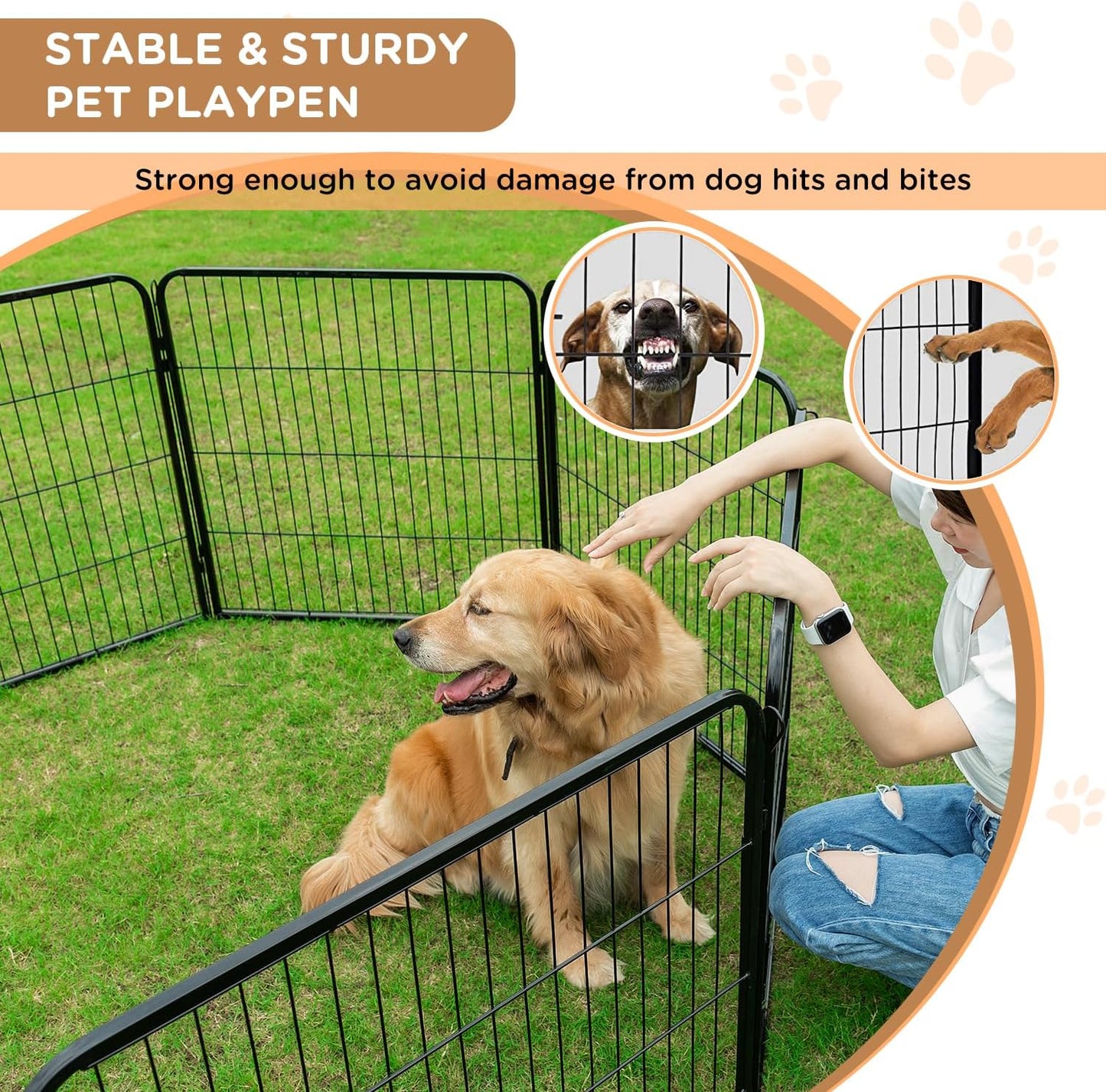 BestPet | Dog Playpen Extender | 40 Inch, 2 Panels | Heavy Duty Metal Pet Exercise Pen | Indoor Outdoor Fence Panels | Rust-Resistant, Removable, Tool-Free Setup | Anti-Skid, Expandable Design