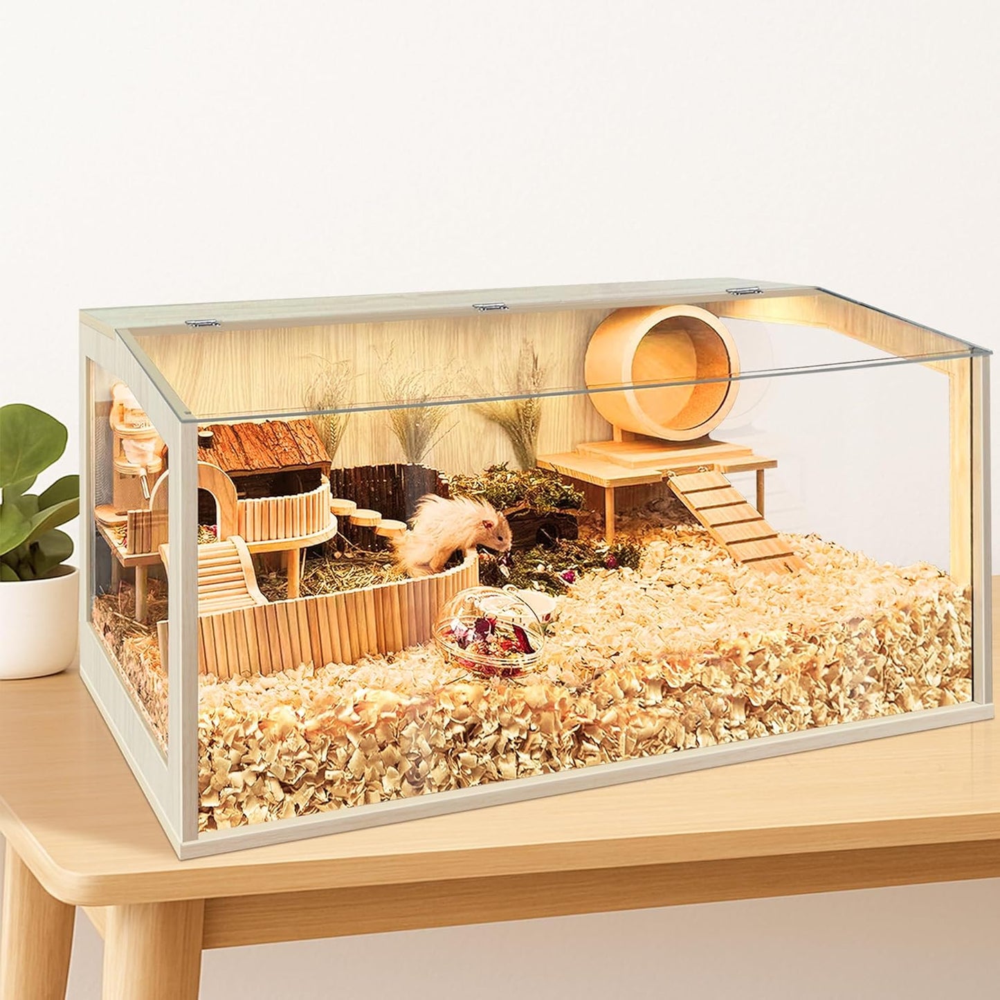 Hamster Cage Chewproof, Large Hamster Cages and Habitats, Openable Top with Acrylic Sheets, Solid Built