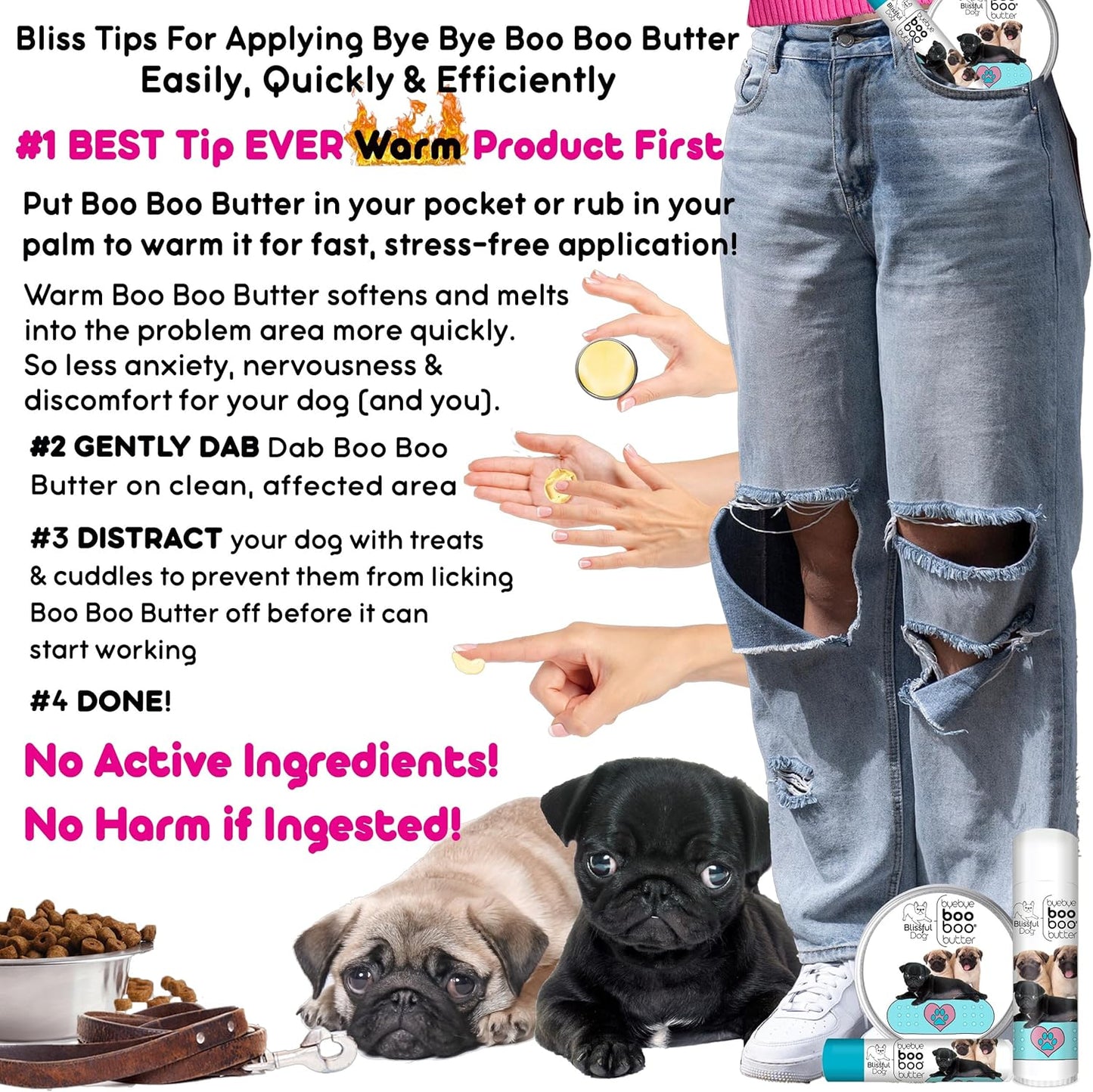 The Blissful Dog 4 oz TIN Pug Booboo Butter