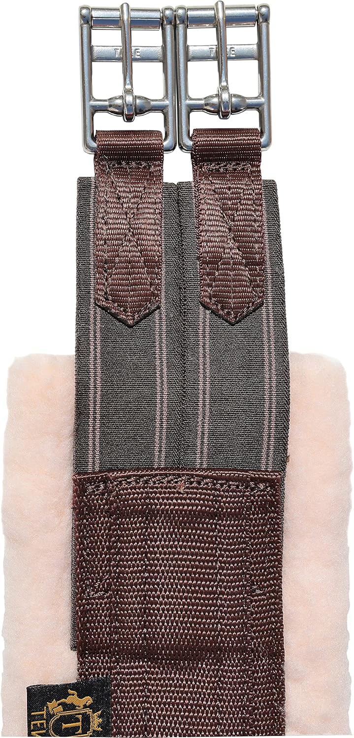 T TEKE Daily English Girths for Horses: Padded with Fleece, Double-Sided Heavy-Duty Elastic and Stainless Steel Buckles (Sizes 38”-56")"