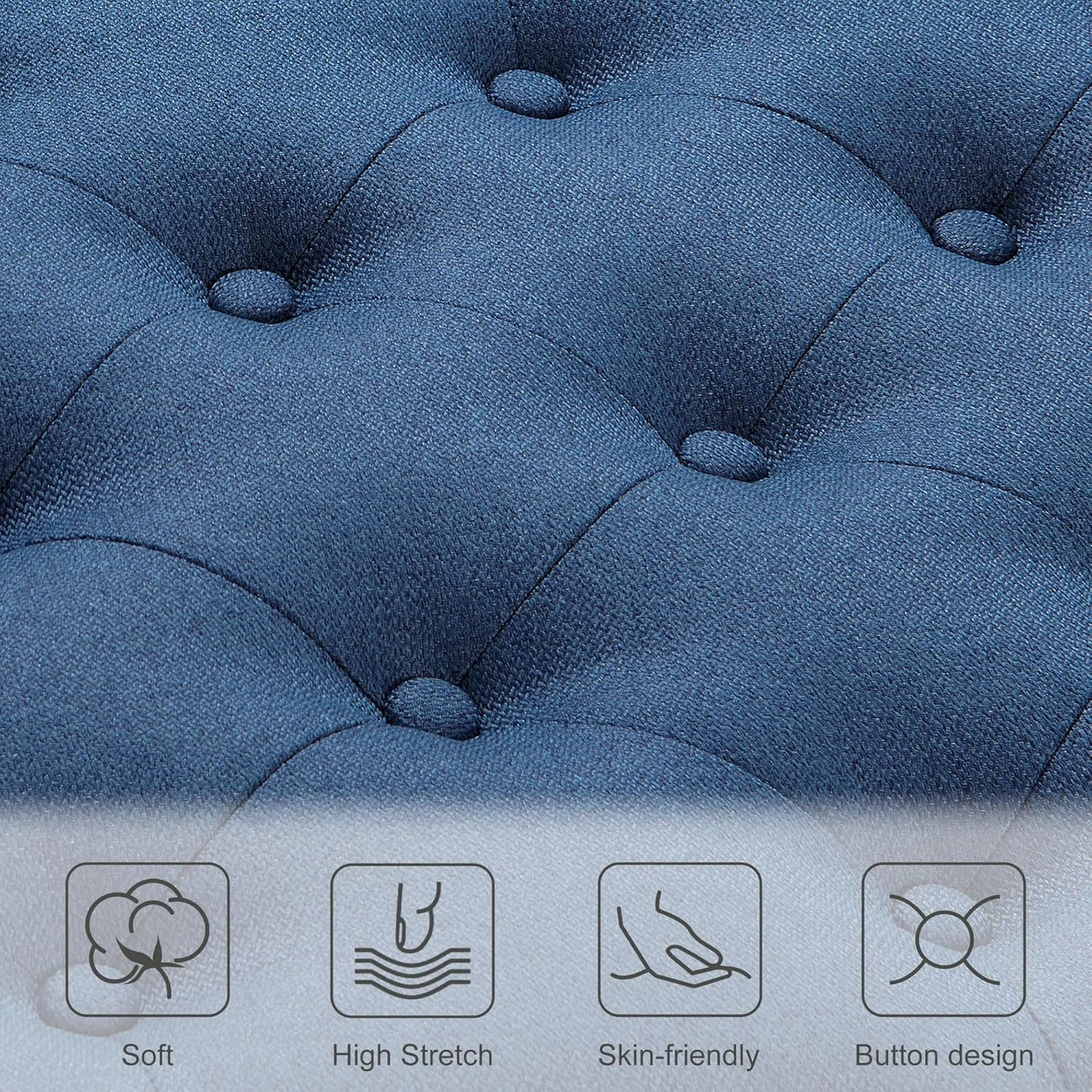 Ottoman with Storage,50.2-inch Upholstered End of Bed Storage Bench for Bedroom,for The Living Room,for Entryway, with Rivets & Button and Safety Hinges,Detachable (Blue)