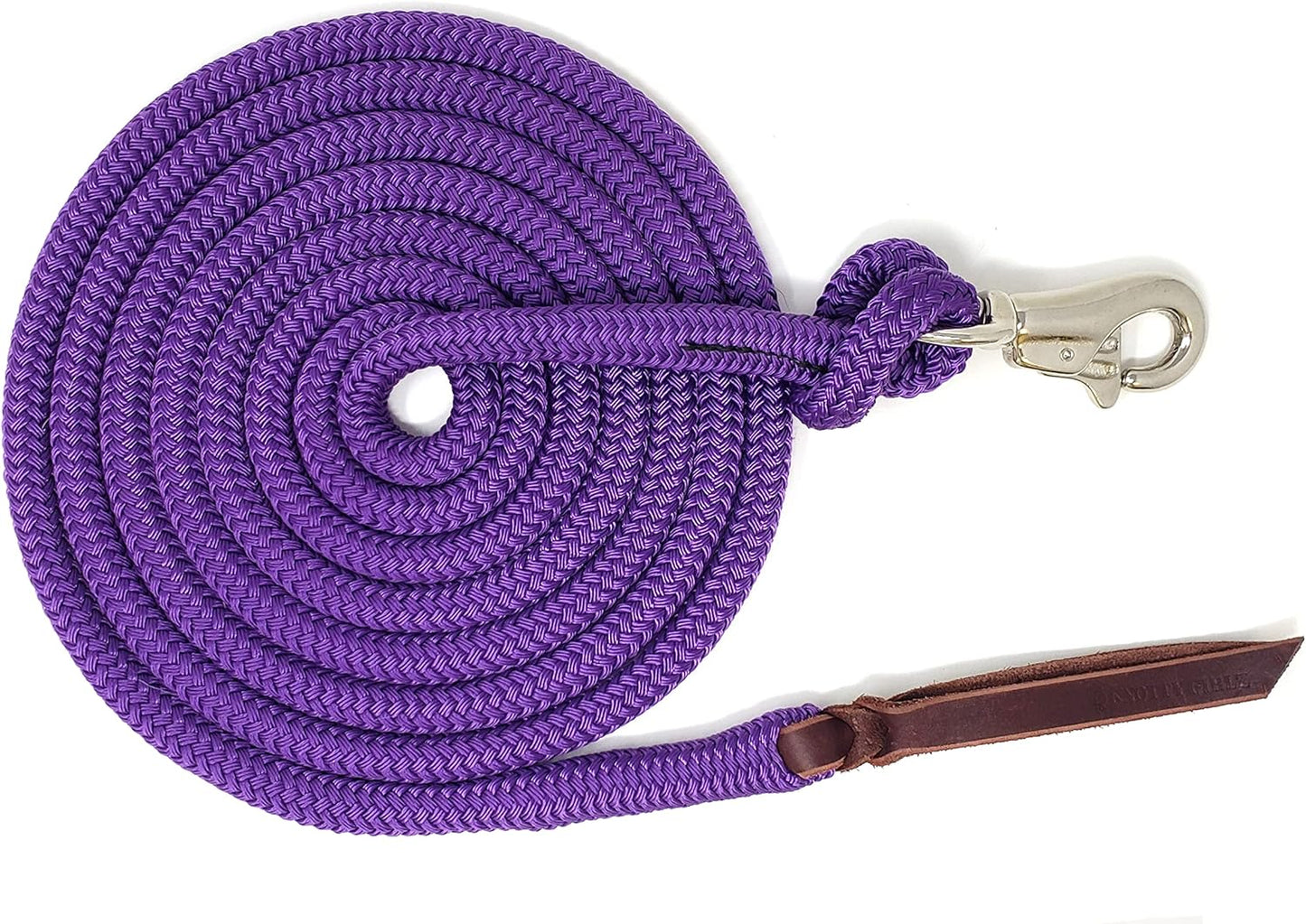 Premium 1/2" Samson EQ Yacht Braid Lead Rope with Nickel Trigger Bull Snap. Option for 12ft, 14ft and 16ft Lengths (Purple, 12 FT)