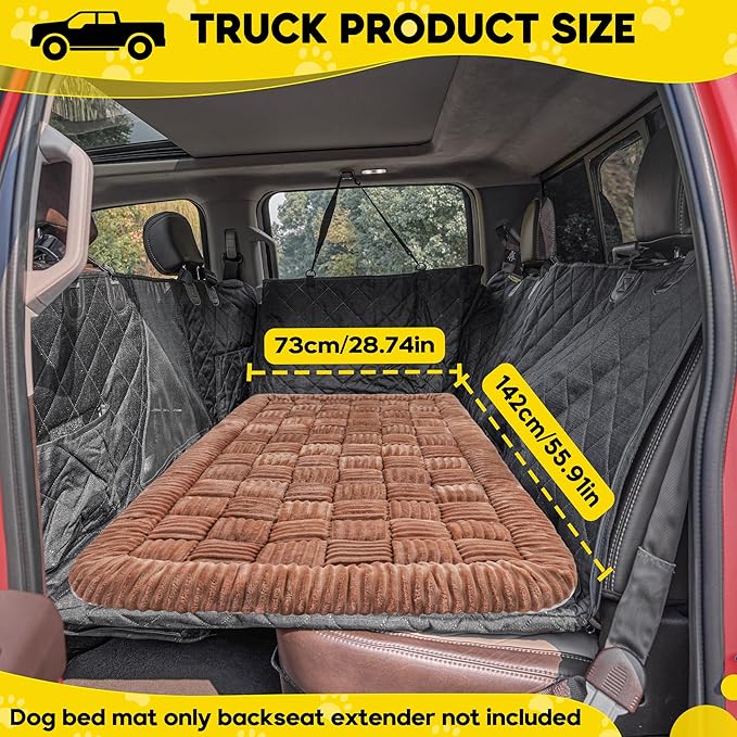 Dog Car Bed Mat, Non-Slip Backseat Extender Pet Blanket, Plaid Dog Bed for Trucks, Sedans & Large SUVs, Chew-Resistant Travel Pad for Dogs, Easy Clean & Scratch-Proof & Comfort(56"x28.7" Brown
