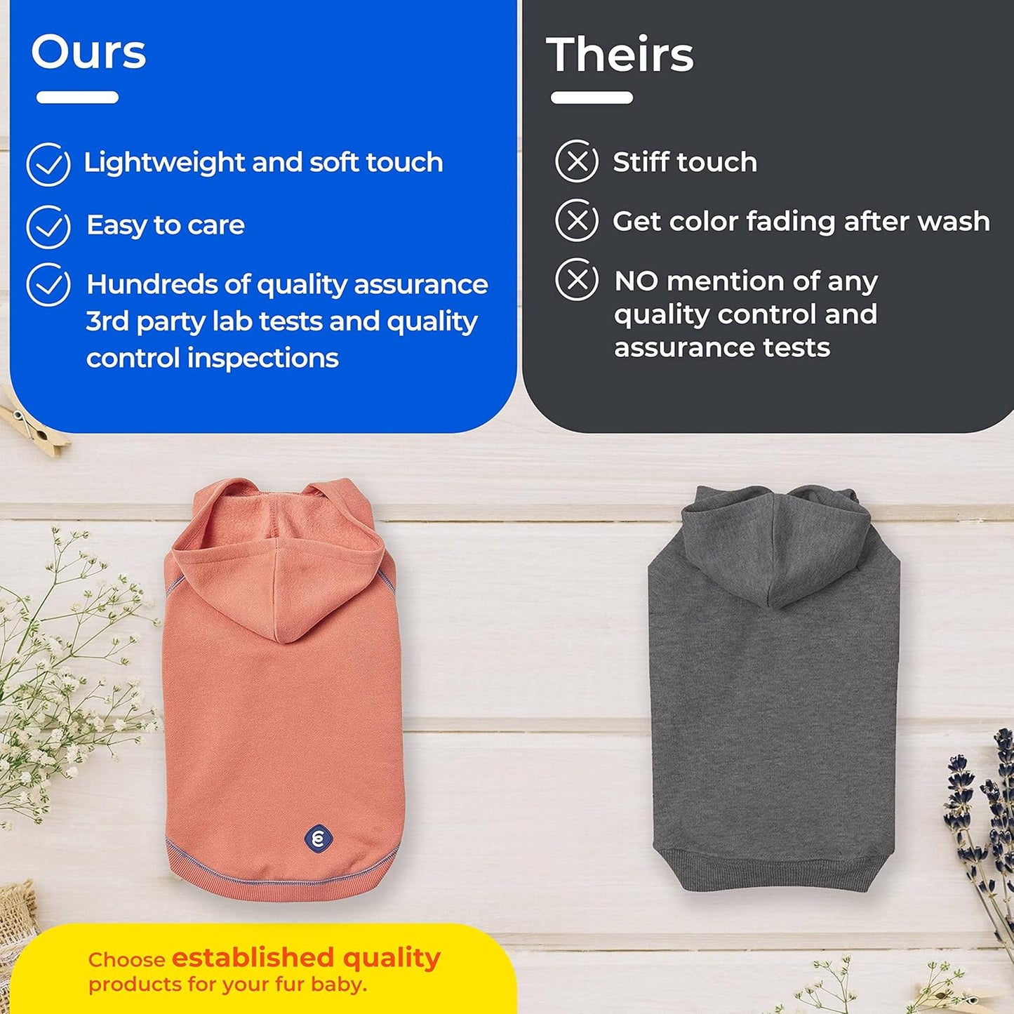 Blueberry Pet Dog Hoodie – 14″ Soft Cotton‑Blend Sweater for Small Dogs, Burgundy Red, Award‑Winning Frenchie Apparel