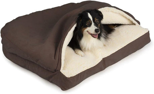 Snoozer Pet Products Luxury Rectangle Cozy Cave Dog Bed with Microsuede, Medium, Hot Fudge