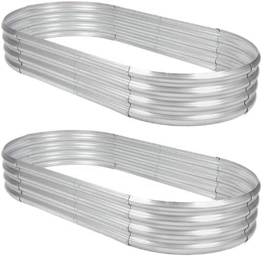 2Pack Raised Garden Bed 6×3×1FT,Galvanized Planter Box Oval Large Matel Steel Backyard Beds Outdoor for Vegetables,Flowers,Herbs,Plant