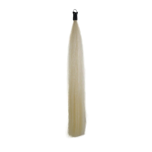 Horse Tail Extension with Braided Horsehair Loop, Blunt Cut Bottom, 3/8 lb, 28-30 inches (Pure White)