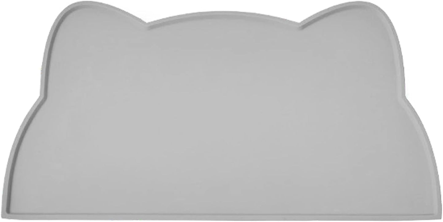 Cat Food Mat, Silicone Pet Feeding Mat for Floor Non-Slip Waterproof Dog Water Bowl Tray Cushion (17" x 10", Dark Gray)