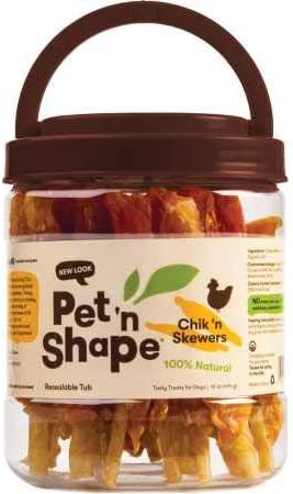 Pet 'n Shape Chik 'n Skewers - Chicken Wrapped Rawhide Chew Dog Treats - 1 Pound