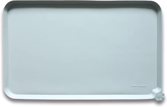 Hoki Found X-Large Silicone Pet Food Mats Tray - Non Slip Pet Dog Cat Bowl Mats Placemat - Dog Pet Cat Feeding Mat - Waterproof Dog Cat Food Mats -Pet Water Mats for Carpet -Battleship