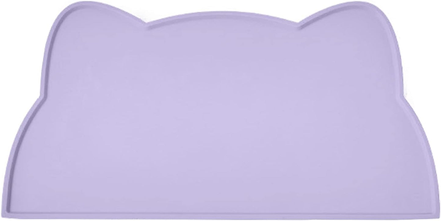 Cat Food Mat, Silicone Pet Feeding Mat for Floor Non-Slip Waterproof Dog Water Bowl Tray Cushion (20" x 12", Periwinkle Blue)