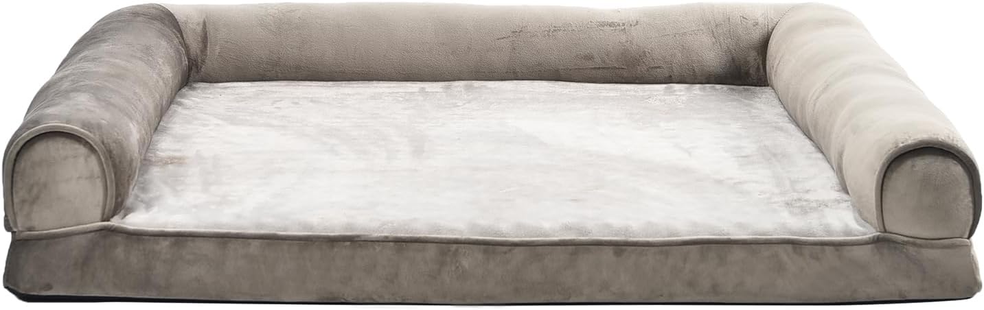 Amazon Basics Dog Bed with Cooling Gel Memory Foam, Pressure-Relief Support for Dogs up to 90lbs, Non-Slip Bottom, Machine Washable Cover, Extra Large Sized (44" x 35"), Brown