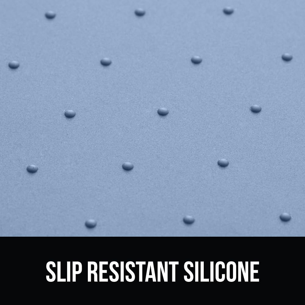 GORILLA GRIP 100% Waterproof Raised Edge BPA Free Silicone Pet Feeding Mat, Dog Cat Food Mats Contain Spills Protects Floors, Placemats for Cats and Dogs Water Bowl, Pets Accessories 28x18 Blue