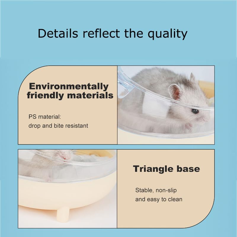 Meow&Woof Hamster Sand Bath Container, Large Sandbox Toilet Gerbil Batheoom, Tiny Chinchilla Dust Bathtub Sand Bath Box for Hamster Cage Accessories 6.5 Inch-Grey
