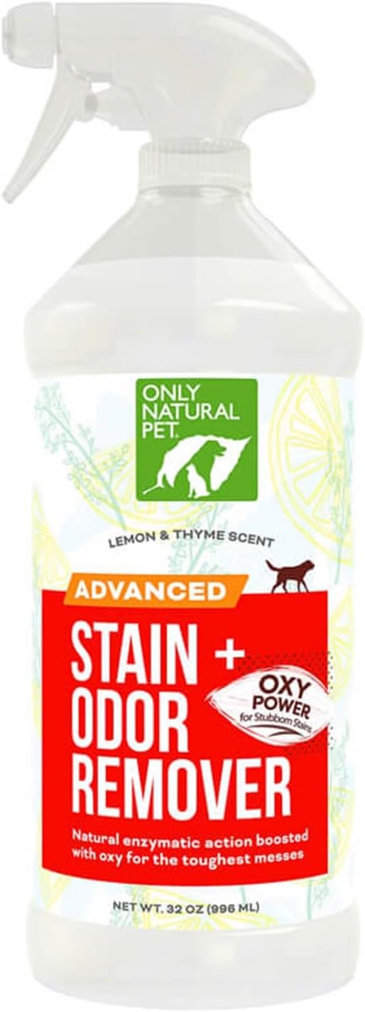 Only Natural Pet Advanced Dog Stain + Odor Remover with Oxy, All-Natural Professional Strength Enzymatic Cleaner - Pet Stain and Urine Odor Remover- 32 Fl Oz