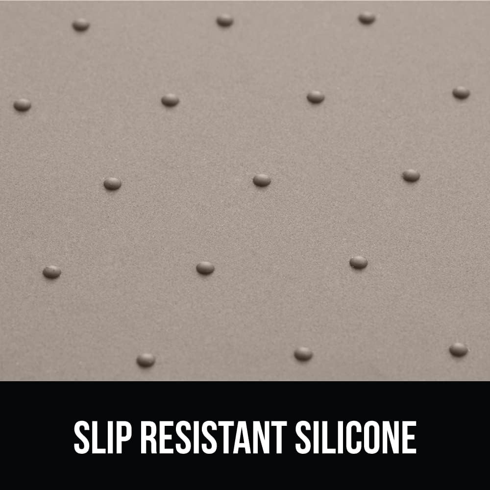 GORILLA GRIP 100% Waterproof Raised Edge BPA Free Silicone Pet Feeding Mat, Dog Cat Food Mats Contain Spills Protects Floors, Placemats for Cats and Dogs Water Bowl, Pets Accessories 23x15 Beige