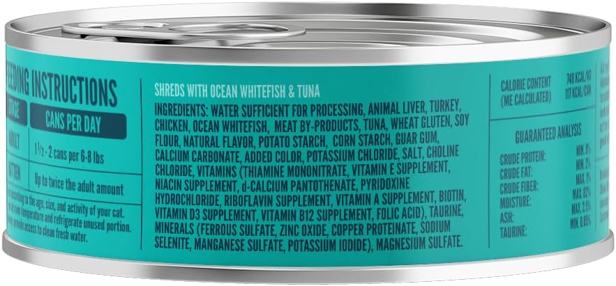 A Strong Heart Canned Wet Cat Food, Shreds with Ocean Whitefish & Tuna - 5.5 oz Cans (Pack of 24), Made in The USA with Real Ocean Whitefish & Tuna