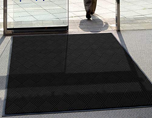 M+A Matting WaterHog Diamond | Commercial-Grade Entrance Mat with Rubber Border – Indoor/Outdoor, Quick Drying, Stain Resistant Door Mat (Charcoal, 3' x 8')