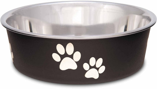 Loving Pets Bella Dog Bowls- Stainless Steel Dog & Cat Bowls - Spill Proof Dog Food Bowl, Cat Bowl, Puppy Essentials & Pet Supplies Great for Home & Travel (Small 10-20 lbs, Espresso)