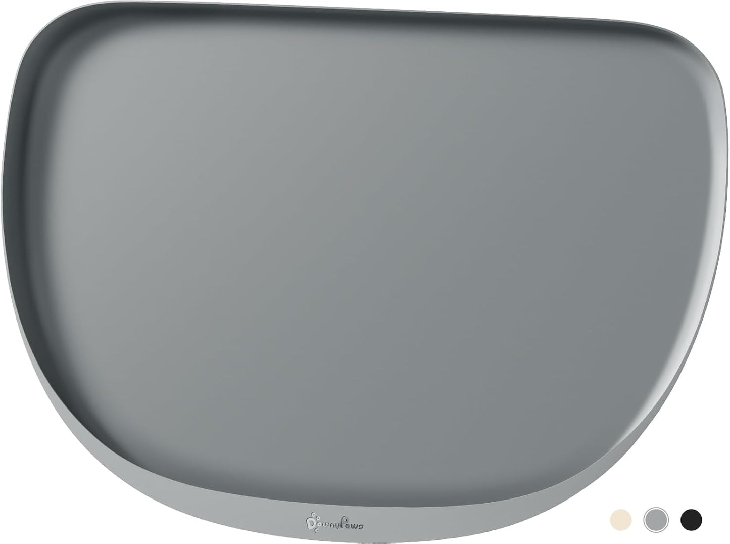 DownyPaws Dog Food Mats for Floors Waterproof, BPA Free Silcone Dog Bowl Mat, Non-Slip Pet Feeding Mat with High Raised Edge, Cat Placemat for Messy Drinkers, 18"×12.5", Light Gray