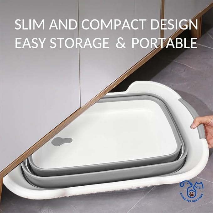 CYGNE Dog Bath Tub with Water Drain Plug, Collapsible Bathtub for Dog Washing and Grooming, Portable Foldable Space Saving Design for Pet Puppy Small Dogs Cats, BPA Free, Gray