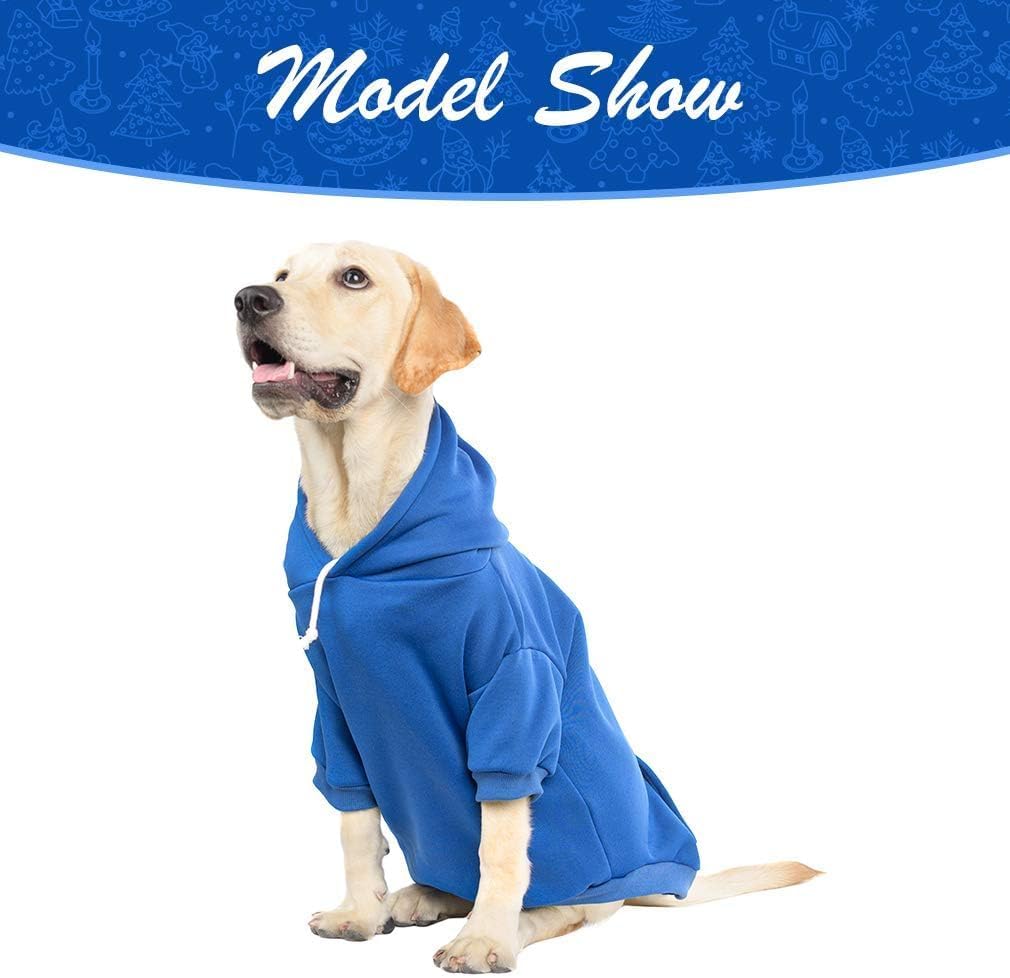 KOOLTAIL Basic Dog Hoodie - Soft and Warm Dog Hoodie Sweater with Leash Hole and Pocket, Dog Winter Coat, Cold Weather Clothes Sweatshirt for Small Medium Large Dogs Puppy Cat Boys Girls Blue XL