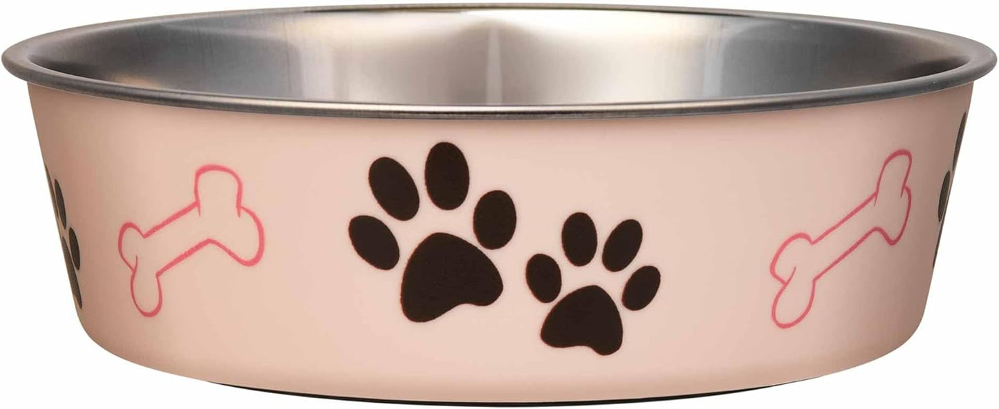 Loving Pets Bella Dog Bowls- Stainless Steel Dog & Cat Bowls - Spill Proof Dog Food Bowl, Cat Bowl, Puppy Essentials & Pet Supplies Great for Home & Travel (Medium 20-25 lbs, Paparazzi Pink)