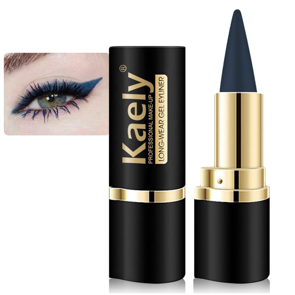 evpct 1Pcs Dark Blue Gel Eyeliner Pencil Eye Black Face Paint Stick Makeup Set Waterproof Matte Cream Crayon Eyeliner Pencil Set Cat Eye Liners Eyeshadow Guide delineador de ojos contra el agua