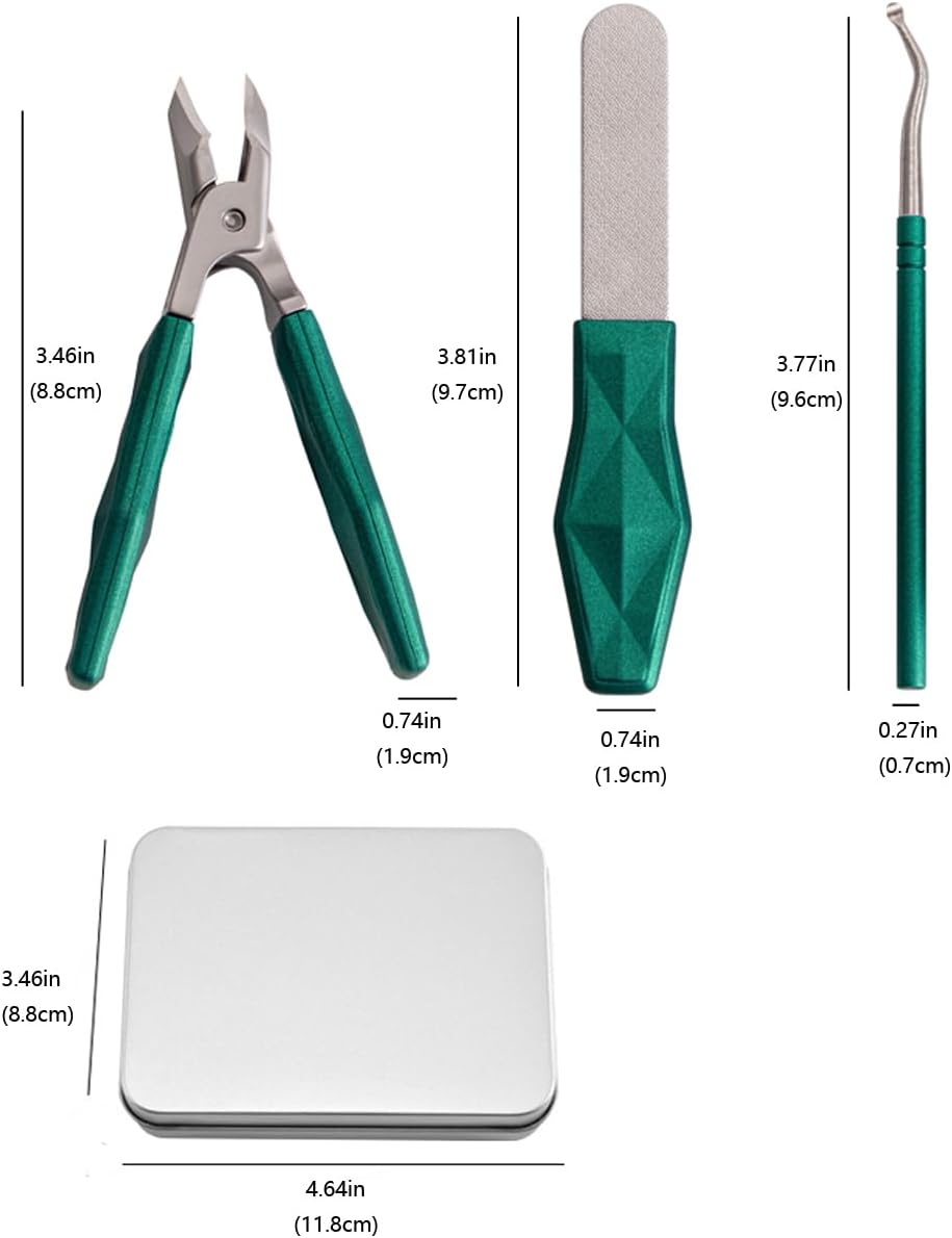 Angled Nail Clippers Green Eagle Beak Oblique Slanted Curved Thick Professional Nail Clippers for Women Adult Men Ingrown