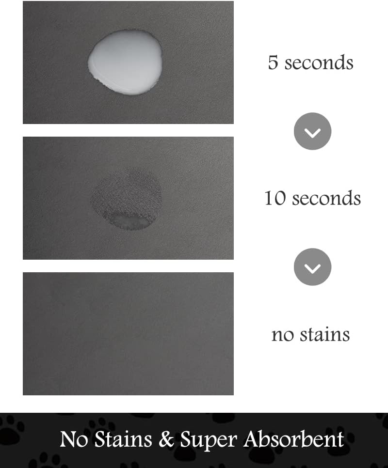 Pet Feeding Mat-Absorbent Dog Mat for Food and Water Bowl-No Stains Quick Dry Dispenser Mat-Dog Accessories Pet Supplies-Bowl for Messy Drinkers（Darkgrey,16"x24"