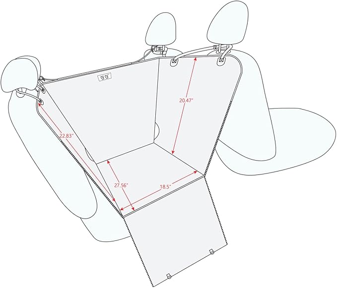 njnj Dog Car Seat Cover for Back Seat - Waterproof Dog Half Hammock for Cars with Mesh Window,Scratchproof Pet Backseat Protector,Perdurable,Non-Slip Booster Seat for Small,Medium and Large Dogs