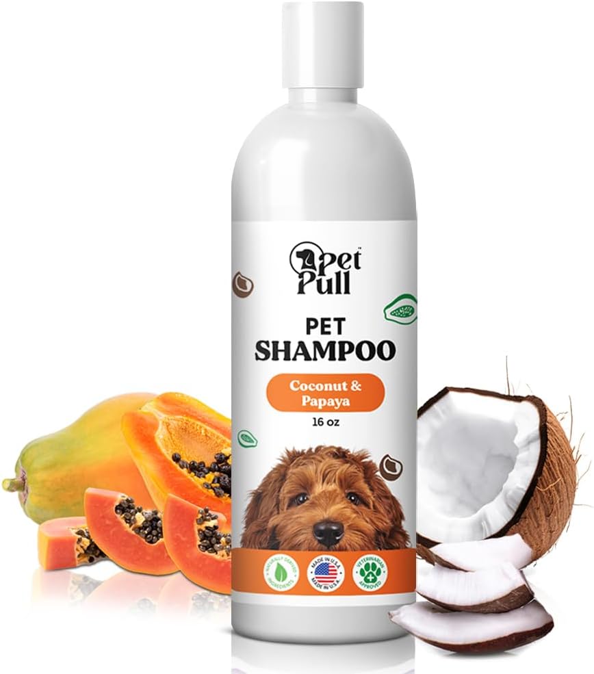 Pet Shampoo for Dogs - Plant-Based Dog Shampoo Cleanser - Dog Wash Pet Supplies for Pets with Coconut and Papaya Scent - Safe and Gentle Sensitive Skin Dog Shampoo - Made in The USA (16Oz)