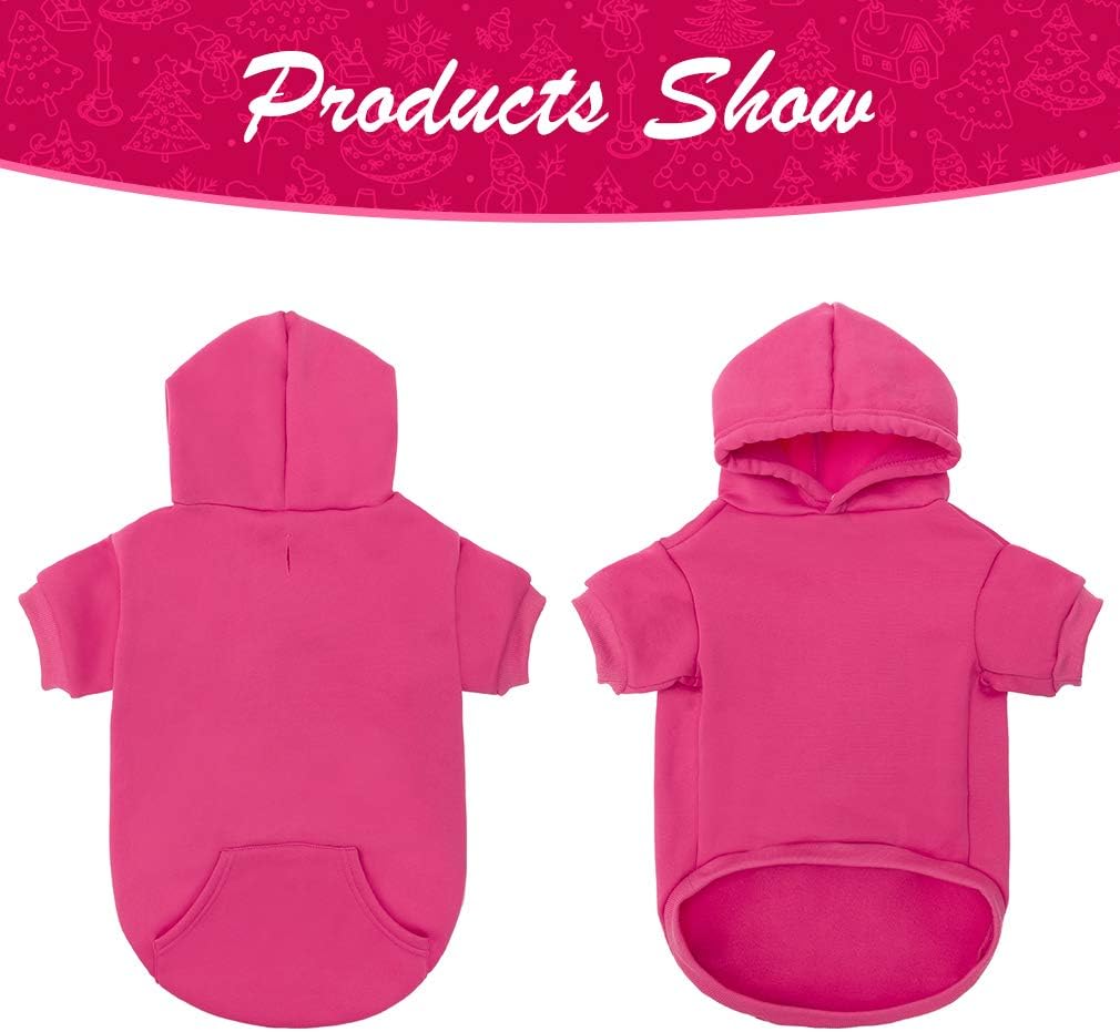 KOOLTAIL Basic Dog Hoodie - Soft & Warm Dog Hoodie Sweater with Leash Hole and Pocket, Dog Winter Coat, Cold Weather Clothes Sweatshirt for Small Medium Large Dogs Puppy Cat Boys Girls Deep Pink XS