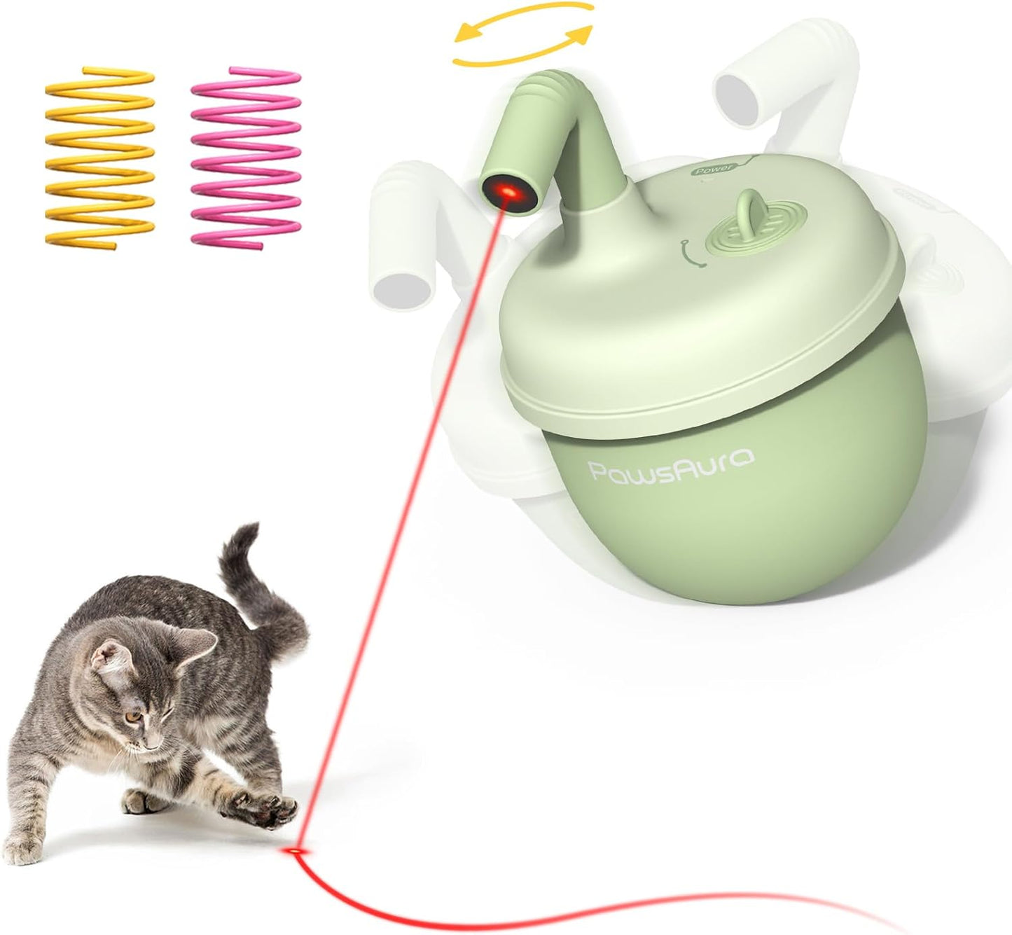 Cat Laser Toys, Automatic Cat Laser Toy Tumbler Design, Rechargeable Cat Laser Pointer 360°Irregular Rotation, 3 Modes Interactive Cat Toy for Indoor Cats of All Ages and Sizes (Green)