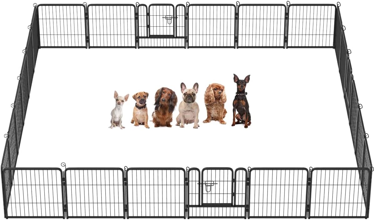 BestPet | Dog Playpen | 24 Inch, 24 Panels | Heavy Duty Metal Pet Exercise Pen | Indoor Outdoor Fence Panels | Rust-Resistant, Removable, Tool-Free Setup | Anti-Skid, Expandable Design