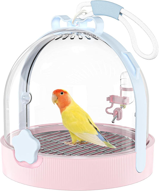 Birdcages,Carriers,Small Bird Travel Cage Carrier, Bird Carry Transport Bag，Small Animal Carrier, Travel Carry-Out Cage with Water Bottle.(Pink)