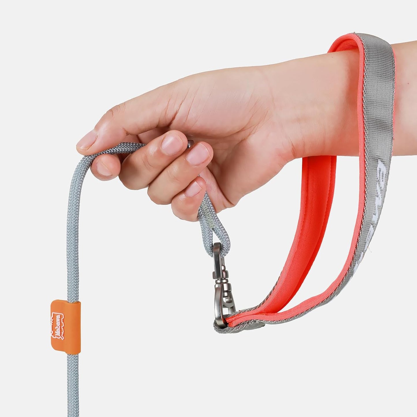 Dog Anti-Slip Leash 5FT with Metal Stopper - Durable No-Pull Training Lead for Small, Medium & Large Dogs - Comfortable Handle Nylon Rope, Tangle-Free Pet Walking Leash (Gray, 5 FT)