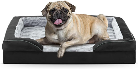 FURTIME Orthopedic Dog Bed for Small Dogs - Washable Dog Sofa Beds Small, Supportive Foam Pet Couch Bed with Removable Washable Cover, Waterproof Lining and Nonskid Bottom, Black