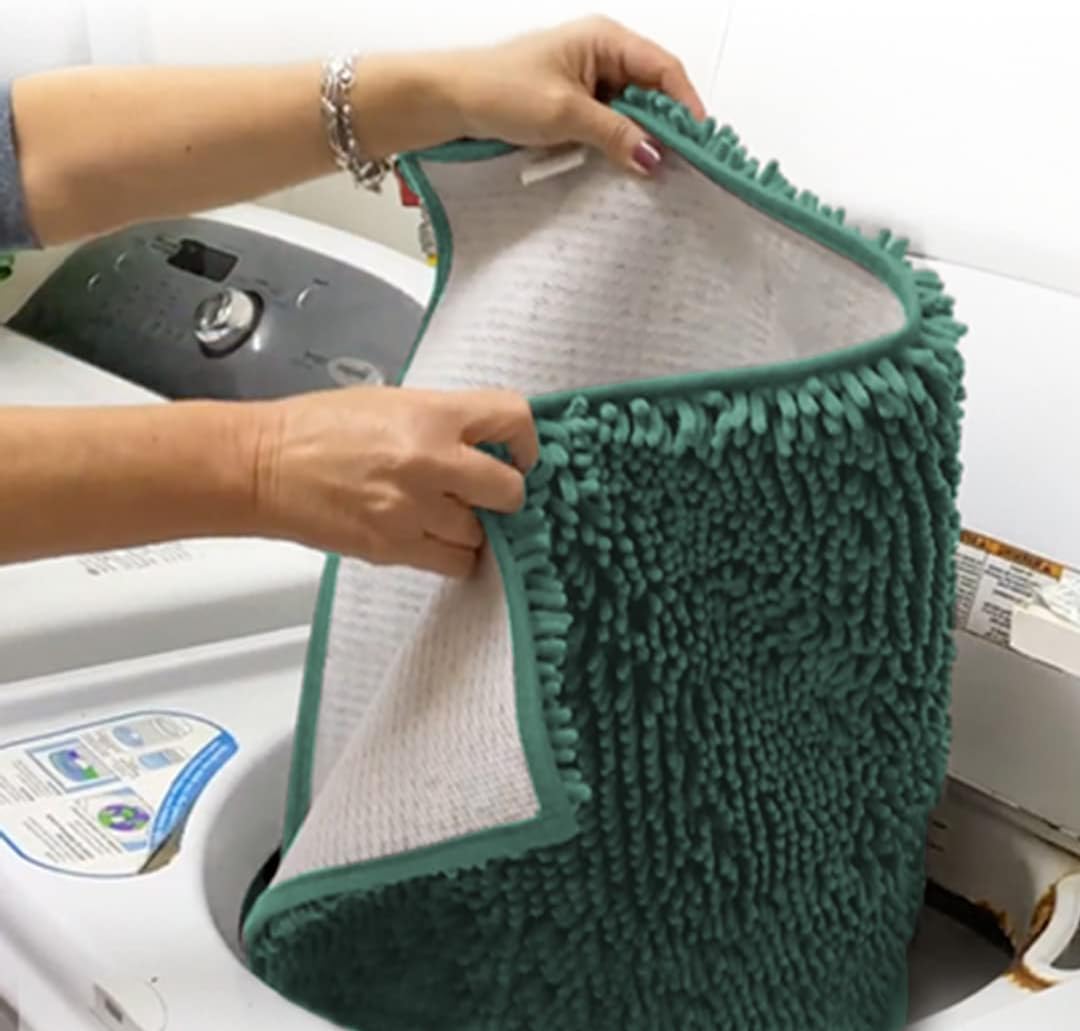 Muddy Mat® AS-SEEN-ON-TV Highly Absorbent Microfiber Door Mat and Pet Rug, Non Slip Thick Washable Area and Bath Mat Soft Chenille for Kitchen Bedroom Indoor and Outdoor - Seafoam Green 24" x 72"