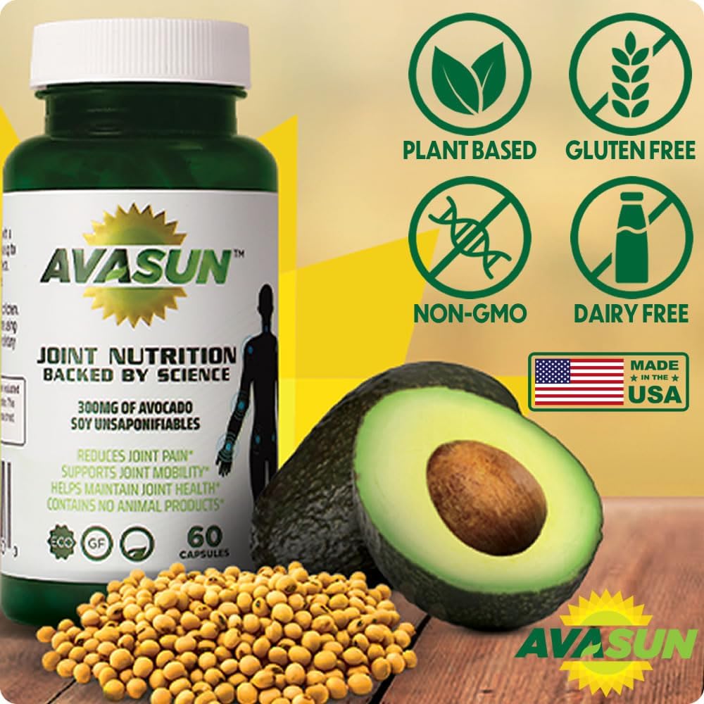 Joint Health Support Supplement, Backed by Science, Avocado Soy Unsaponifiable, 300Mg ASU, Plant Based, Dairy Free, Gluten Free, Non-GMO, 60 Daily Capsules per Bottle (2 Month Supply)