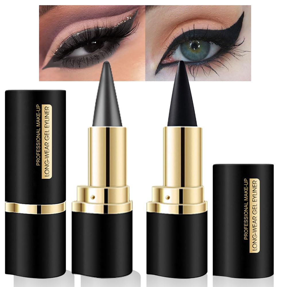 evpct 2Pcs Black Grey Gray Gel Eyeliner Pencil Eye Black Face Paint Stick Makeup Set Waterproof Matte Cream Crayon Eyeliner Pencil Set Cat Eye Liners Eyeshadow Guide delineador de ojos contra el agua