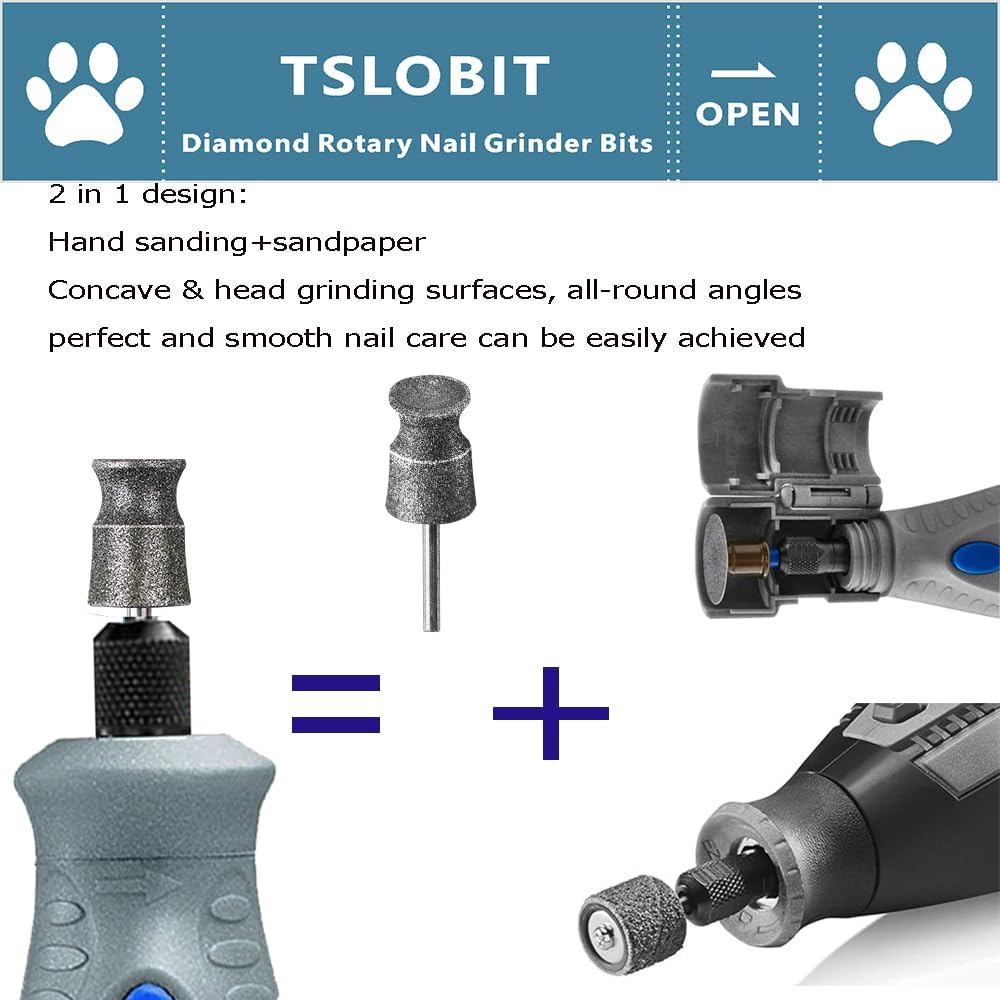 Diamond Dremel Dog Nail Grinder Attachment,1/8'' Pet Nail Grinder Wheel for Dremel Dog Nail Grinder, Diamond Rotory Bit for Dogs&Pets Nail Care（Large A）