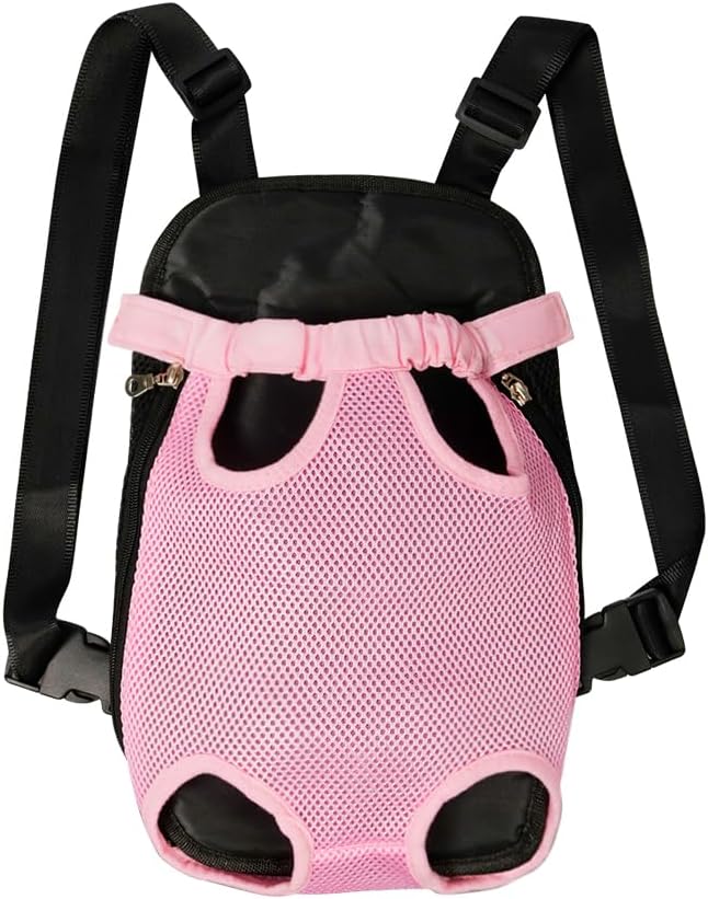 FEimaX Dog Carrier Backpack Pet Legs Out Front Cat Travel Bag, Adjustable Puppy Backpacks Carriers Hands-Free for Small Medium Dogs Cats Hiking Traveling Camping Daily Walking (X-Large, Pink)