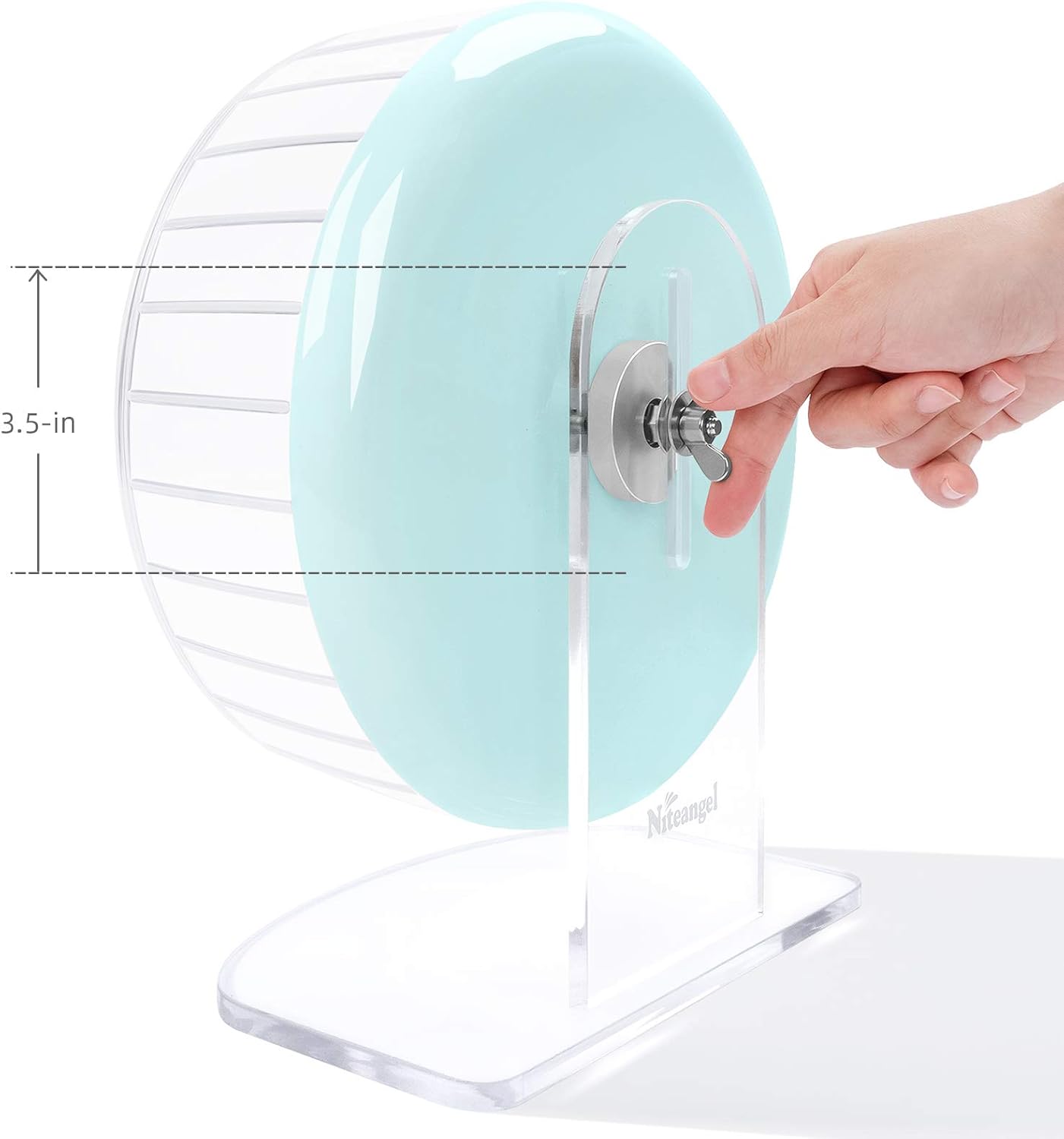 Niteangel Super-Silent Hamster Exercise Wheels: - Quiet Spinner Hamster Running Wheels with Adjustable Stand for Hamsters Gerbils Mice Or Other Small Animals (M, Mint Green)