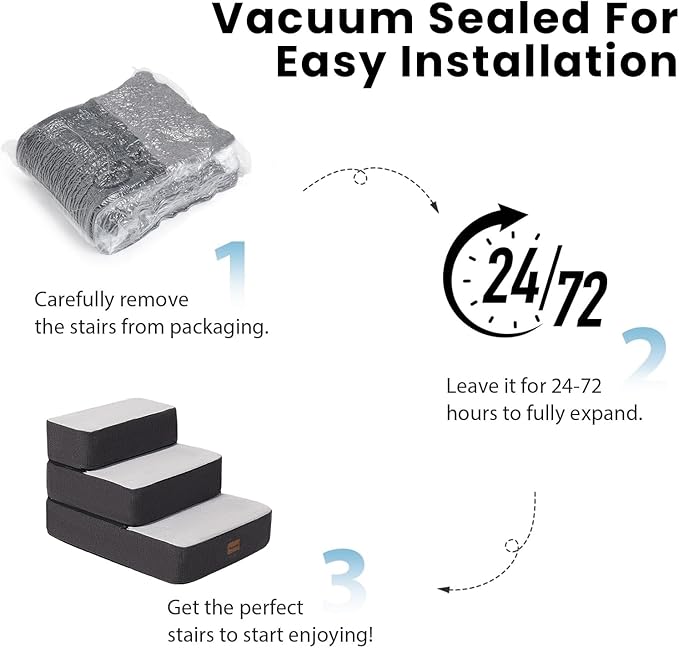 4-Step Adjustable Dog Stairs for Beds, Dog Steps for Small Dogs and Cats, Foldable Pet Stairs for Bed Climbing, Non-Slip Pet Step Indoor, Grey