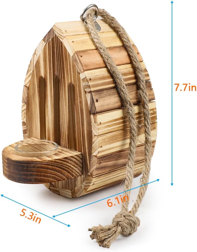 Picowe Wooden Butterfly House - Natural Habitat Nesting Box With Feeder for Butterflies, Bees, Ladybirds - Hanging Garden House for Outside, Open Door