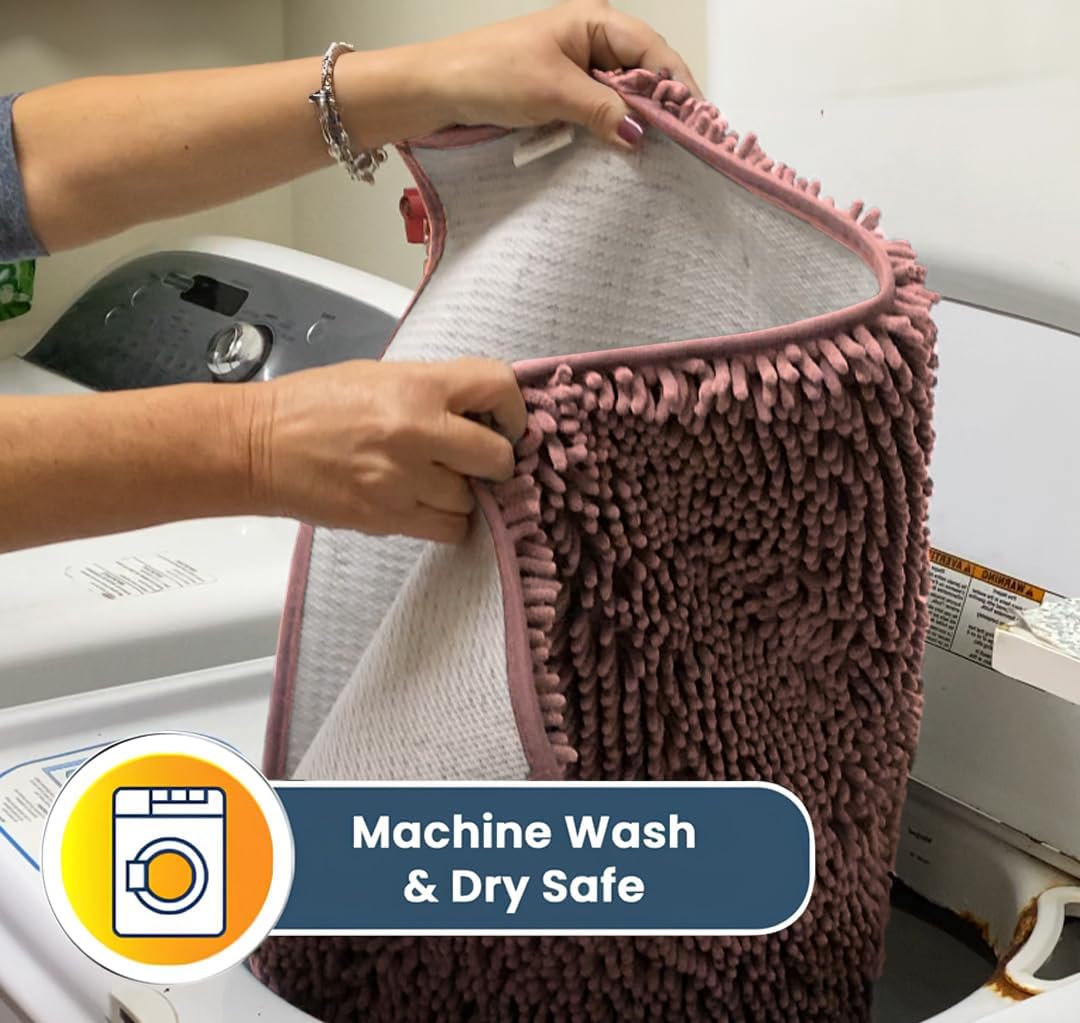 Muddy Mat® Original Dog Door Mat for Muddy Paws, Super Absorbent Microfiber, Non-Slip Washable Pet Rug, Quick Dry Chenille Entryway Carpet, Machine Washable Indoor Outdoor mat, Pink 18"x28"