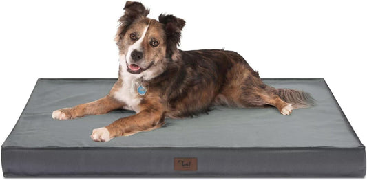 Orthopedic Dog Bed for Large Dogs, Big Waterproof Dog Bed Washable Pet Bed for Large Sized Dogs with Egg Crate Foam Pet Bed Mat, Removable Oxford Cooling Cover, Grey