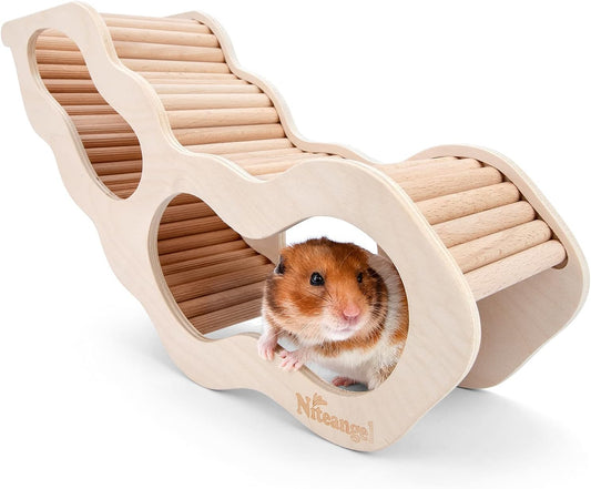 Niteangel Hamster House w/Climbing Ladder for Hamsters Gerbils Mice or Similar-Sized Pets (Secret Peep Tunnel Hamster Hut)
