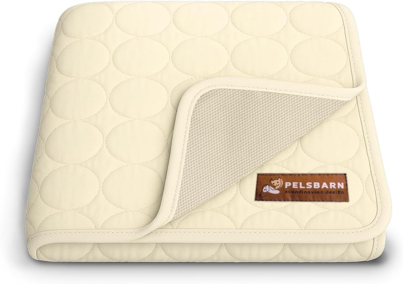 Dog Cooling Mat- Ice Silk Summer Comfort, Self Cooling, Non-Slip Dog Pad, Durable & Washable, Mat for Extra Large Dogs 85x115 cm, Support Shelter Dogs with Every Purchase (Beige)